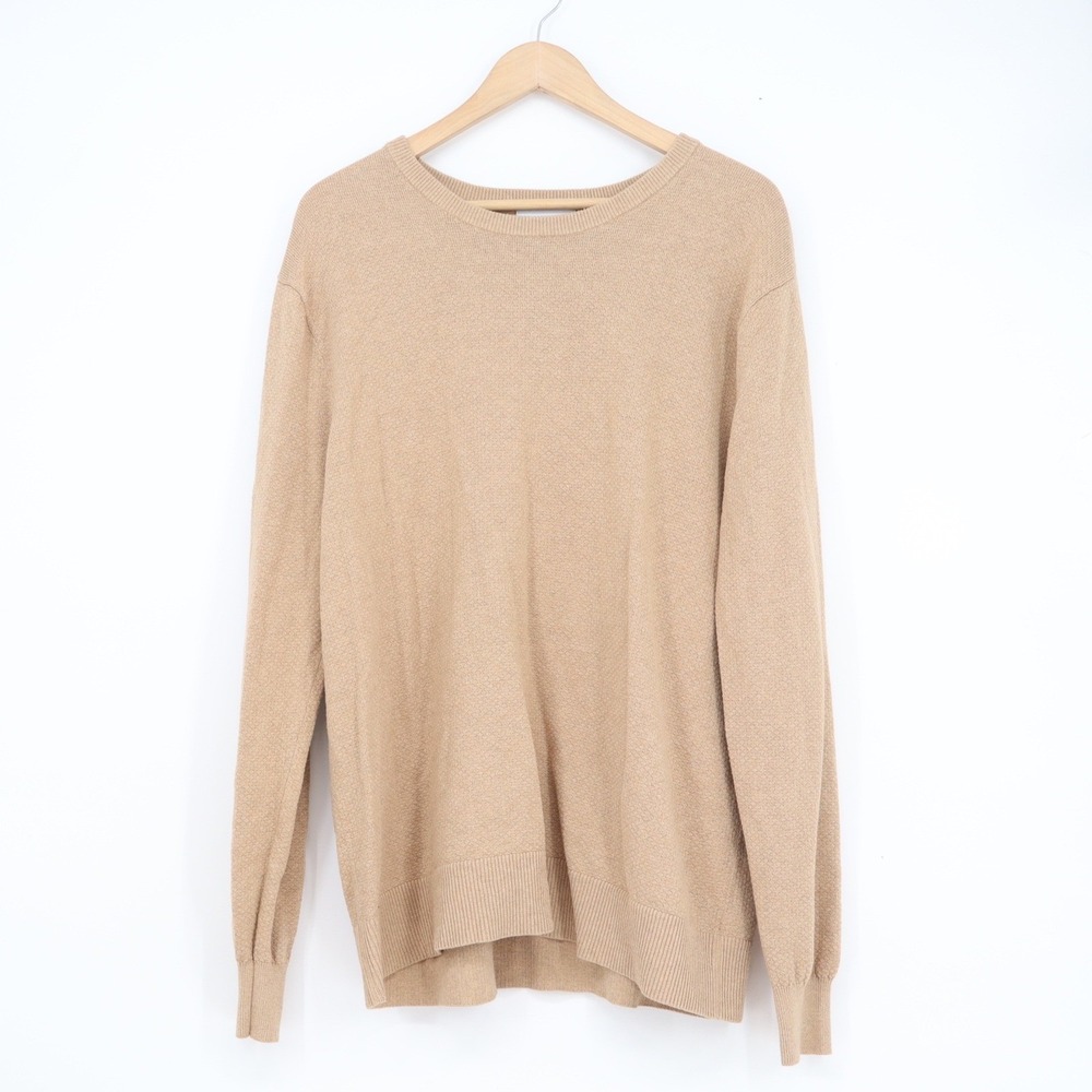 Goodfellow & Co Mens XL Tan Camel 100% Cotton Textured Crew Neck Sweater